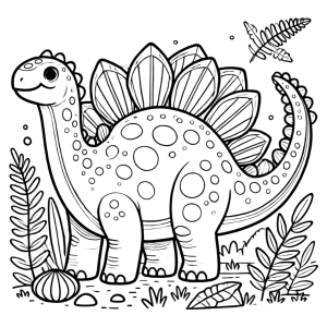 Dibujo de dinosaurio Stegosaurus animado amistoso