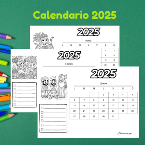 Calendario 2025 para colorear e imprimir