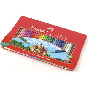 3 115888 - Estuche de metal con 48 lápices de colores, 2 ecolápices de grafito, goma de borrar y afilalápices, multicolor