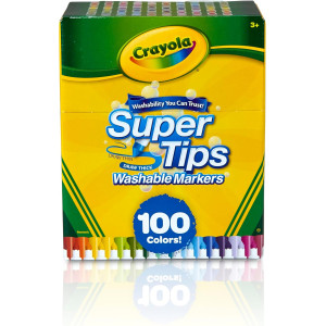 7 - Rotuladores para Niños, Set de 100 Rotuladores Lavables Supertips, No Tóxico, Apto para Niños a Partir de 3 años