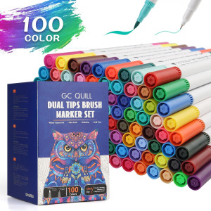 100 Colores Rotuladores Lettering Marcadores Doble Punta Pincel Acuarelables para Adultos y Niños Caligrafía y Dibujos,Bocetos
