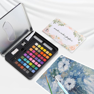 Set pintura profesional, 48 colores con pincel de depósito de agua
