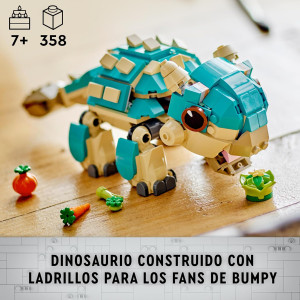 Lego Jurassic World Bumpy Bebé: Ankylosaurus Dinosaurio de Juguete, Figura Articulada, Regalo para Niños y Niñas de 7 Años o M
