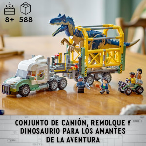 Lego Jurassic World Misiones Dinosaurio: Camión de Transporte del Allosaurus Juguete de Construcción, Regalo para Niños y Niña