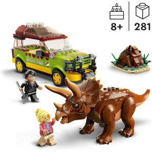 LEGO 76959 Jurassic Park Investigación del Triceratops, Juguete para Niños y Niñas a Partir de 8 años con Coche Ford Explorer 