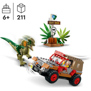 LEGO 76958 Jurassic Park Emboscada al Dilofosaurio, Juguete de Construcción para Niños y Niñas a Partir de 6 años, con una Fig