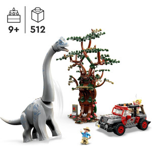 LEGO 76960 Jurassic Park Descubrimiento del Braquiosaurio, Set de Dinosaurio de Juguete con Figuras, Árbol y un Coche para Con