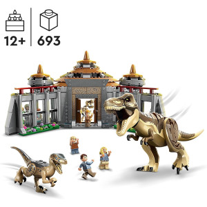LEGO 76961 Jurassic Park Centro de Visitantes: Ataque del T. Rex y el Raptor con Juguetes de Dinosaurios Móviles, Figura de Es