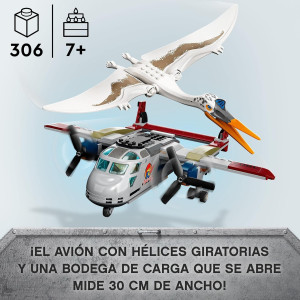 LEGO 76947 Jurassic World Emboscada Aérea del Quetzalcoatlus, Dinosaurios de Juguetes, Dino, Avión para Construir, Figura de A