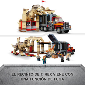 LEGO 76948 Jurassic World Fuga de los Dinosaurios T. rex y Atrocirraptor, Set de Construcción Grande con Camión, Juguete para 