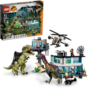 LEGO Jurassic World Giganotosaurus & Therizinosaurus Attack 76949 Juego de juguetes de construcción, diversión para niños de 9