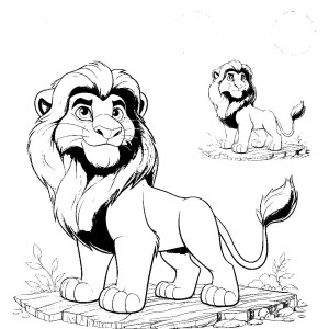 Dibujo de Simba en su hábitat natural para colorear. Película El Rey León.