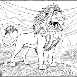 Simba en un paisaje impresionante lleno de aventuras, imágenes del rey león, rey león para colorear