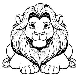 Dibujo Simba para colorear con melena detallada, imágenes del Rey León