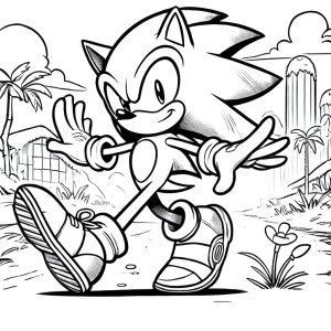 Dibujo Sonic colorear en su aventura tropical explorando un mundo lleno de diversión