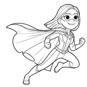 Dibujo de superheroína para colorear, lista para salvar el día