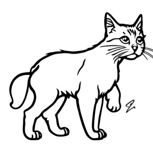 Dibujo de gato para colorear inquieto, imágenes de animales para colorear