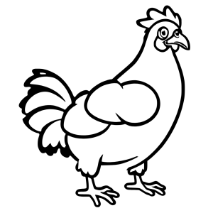 Dibujo de gallina para colorear, imágenes de animales para colorear