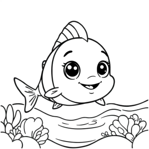 Dibujos de pez dorado estilo chibi para colorear